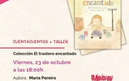 Cartel de Cuentacuentos + Taller con María Pereiro en Librería Popular