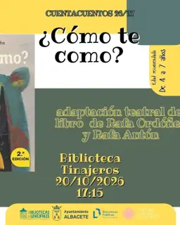 Cartel de ¿Cómo te como? en Biblioteca Municipal Tinajeros