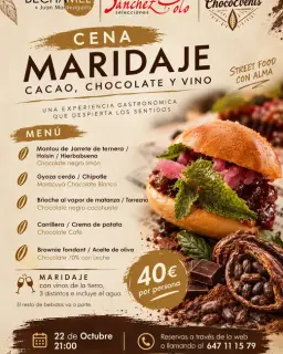 Cartel de Cena maridaje: cacao, chocolate y vino en La Bechamel en La Bechamel By Juan Monteagudo