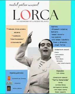 Cartel de Recital Poético Musical en Auditorio Cine Cervantes