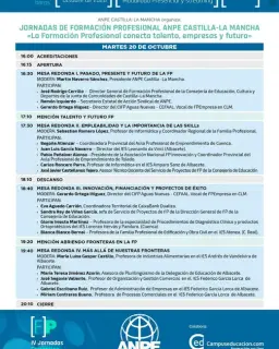 Cartel de IV Jornadas de Formación Profesional - Anpe Castilla-La Mancha en CIFP Aguas Nuevas