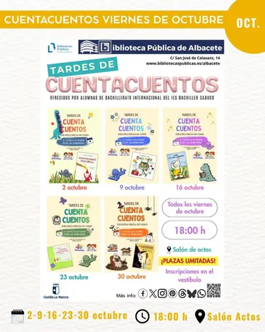 Cartel de Tardes de Cuentacuentos en la Biblioteca Pública