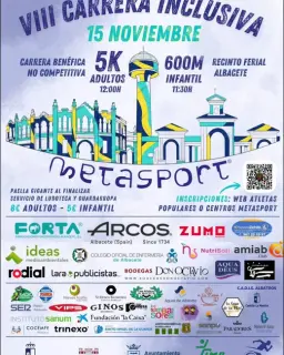 Cartel de VIII Carrera Inclusiva Metasport en Recinto Ferial de Almansa