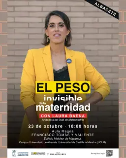 Cartel de El peso invisible de la maternidad en Aula Magna Francisco Tomás y Valiente, Edificio Melchor de Macanaz