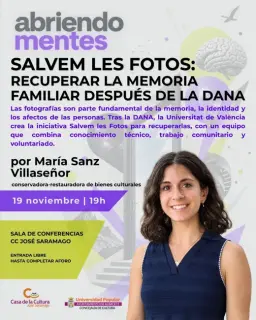 Cartel de Salvem les fotos: recuperar la memoria familiar después de la Dana en Sala de profesores de la Casa de la Cultura José Saramago