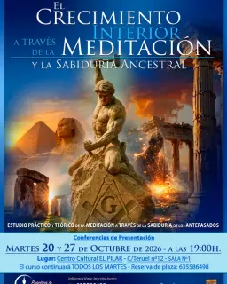 Cartel de Conferencia de presentación: El crecimiento interior a través de la meditación en Centro Social El Pilar