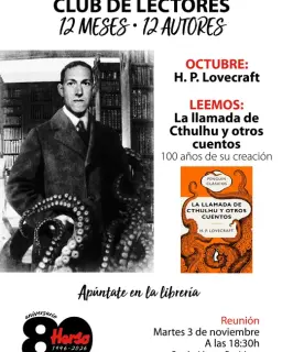 Cartel de Club de lectores Herso: «La llamada de Cthulhu», de H. P. Lovecraft en Librería Herso