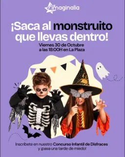 Cartel de Concurso infantil de disfraces de Halloween en Imaginalia en C.C. Imaginalia