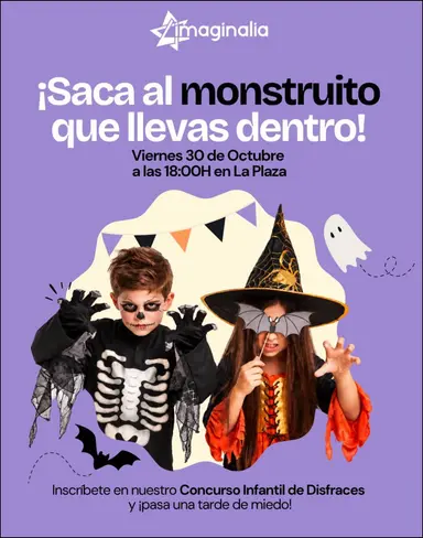 Cartel de Concurso infantil de disfraces de Halloween en Imaginalia