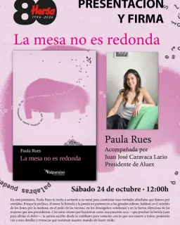 Cartel de Presentación de La mesa no es redonda en Librería Herso