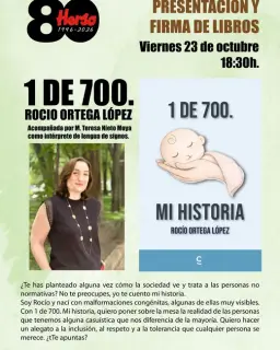 Cartel de Presentación de «1 de 700. Mi historia» en Librería Herso