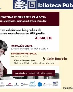 Cartel de Mujeres escritoras, memoria digital e igualdad en Biblioteca Pública del Estado - Albacete
