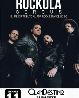 Cartel de Rockola Circus – Tributo al pop rock español 80-90 en Sala Clandestino