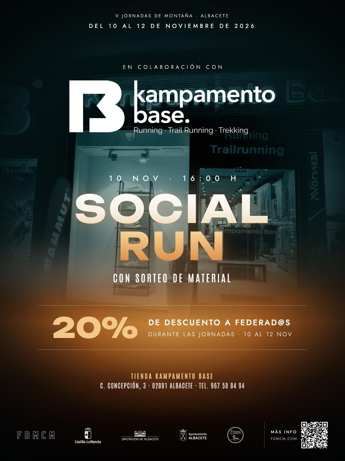 Cartel de V Jornadas de Montaña: Social Run con sorteo de material en Kampamento Base