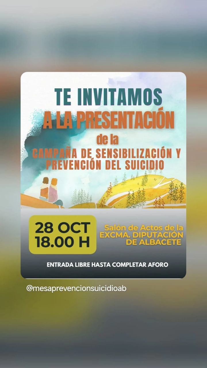 Cartel de Presentación de la campaña de sensibilización y prevención del suicidio en la Diputación de Albacete