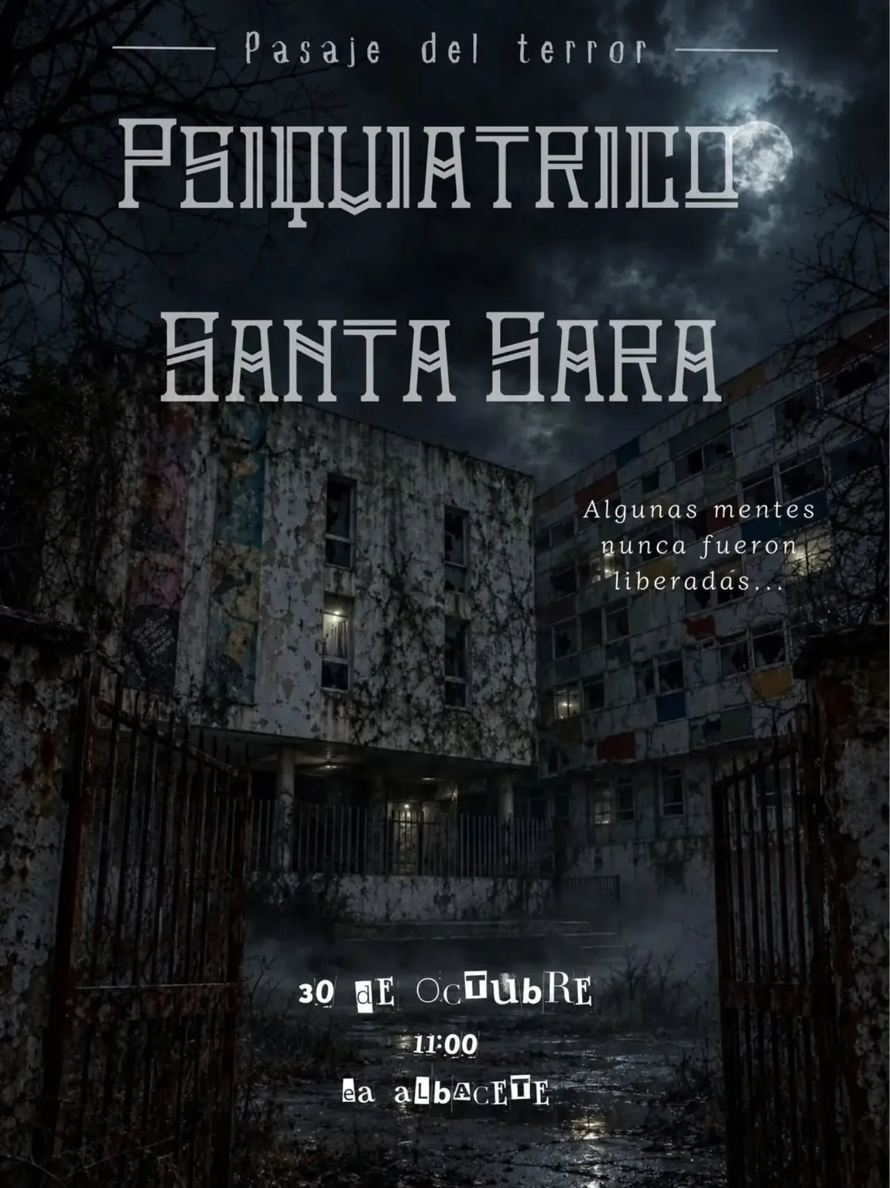 Cartel de Pasaje del terror: Psiquiátrico Santa Sara