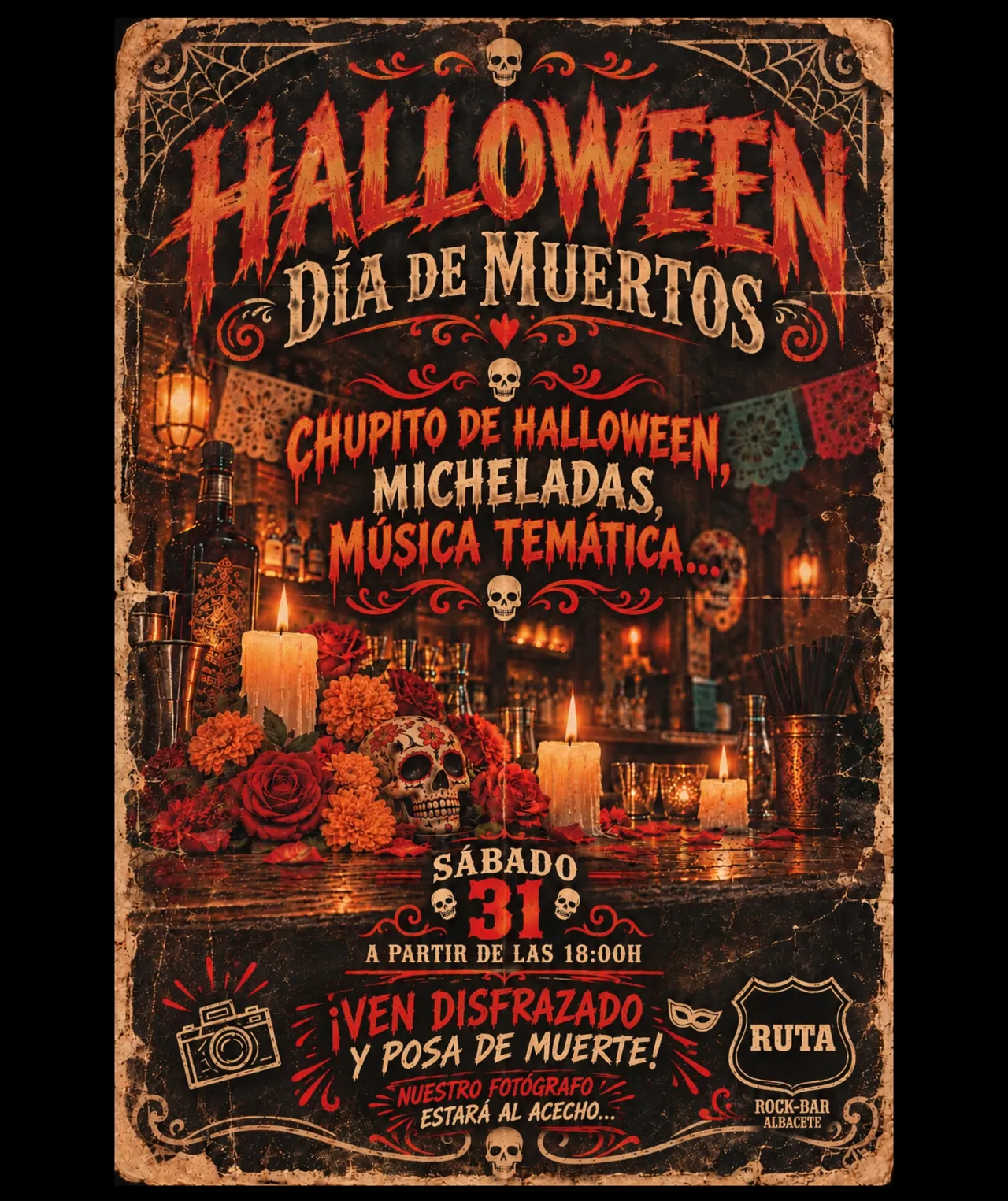 Cartel de Halloween Día de Muertos