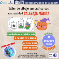 Cartel de Calabaza mágica: Taller de dibujo terrorífico con manualidad (especial Halloween)